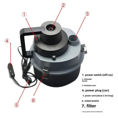 High Power Car Vacuum Cleaner Round Barrel Suction For Motorcycles Wet And Dry Strong Car Cleaner Accessories Motorcycle Equipme