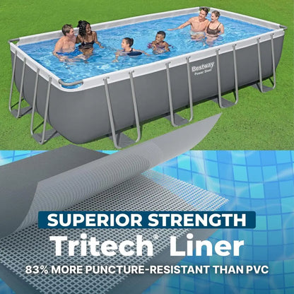 Power Steel 18 x 9 x 48 Above Ground Pool,Rectangular Metal Frame Outdoor Swimming Pool Set with Sand Filter Pump, Ladder,Custom