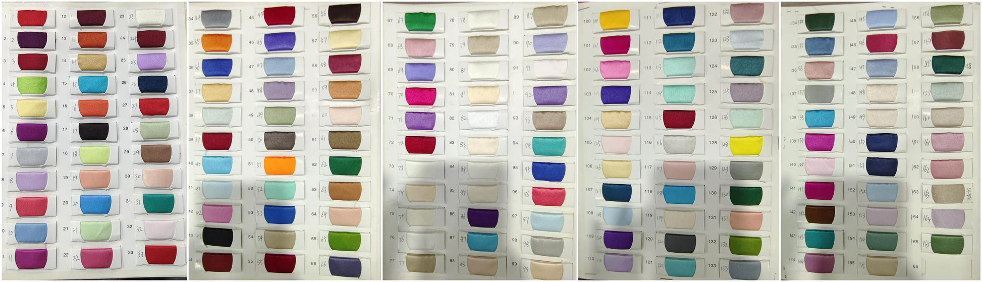 Color swatches for fabric options including various shades for customizing the OIMG green strapless mermaid prom gown.