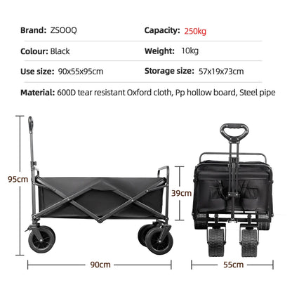 Big Tank Wheels Beach Wagon for Sand 500lbs Large Capacity Foldable Cart Garden Outdoor Picnic Collapse Shopping Trolleys Cart