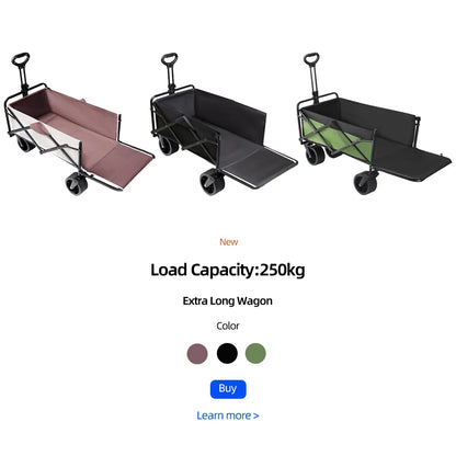 Big Tank Wheels Beach Wagon for Sand 500lbs Large Capacity Foldable Cart Garden Outdoor Picnic Collapse Shopping Trolleys Cart