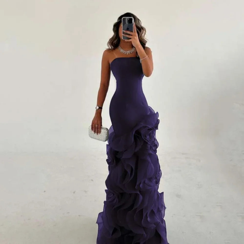 RFYR Asymmetrical Prom Gown Tiered Layers Party Dress for Women Mermaid Evening Dresses Formal Occasion Dresses Customized
