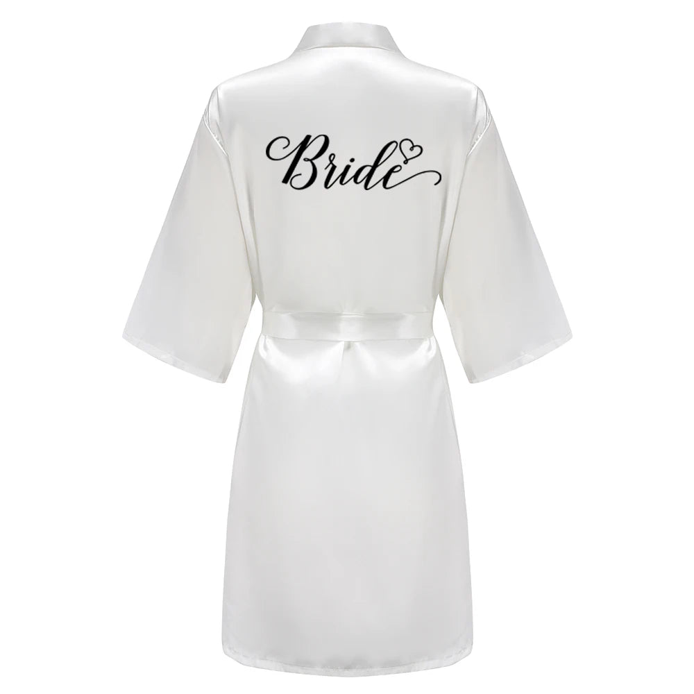 Light Blue Women's Satin Robe for Bride featuring elegant 'Bride' lettering, ideal for wedding party satin robe.