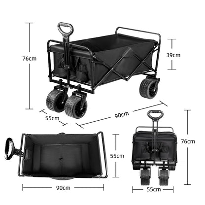 Big Tank Wheels Beach Wagon for Sand 500lbs Large Capacity Foldable Cart Garden Outdoor Picnic Collapse Shopping Trolleys Cart