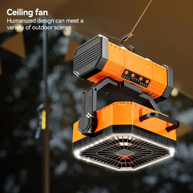 Camping Ceiling Fan 20000Mah Rechargeable Camping Circulator with Light and Remote Control Cool Air Circulation Camping Fan