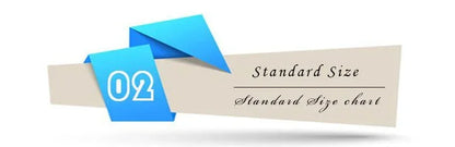 Standard size chart graphic highlighting sizing information for dresses and clothing.