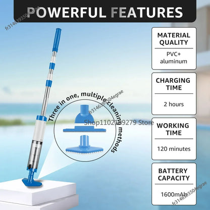 NEW Pool Cleaner Vacuum Rechargeable Pool Fish Tank Swimming Handheld Cordless Spas Hot Tubs Portable