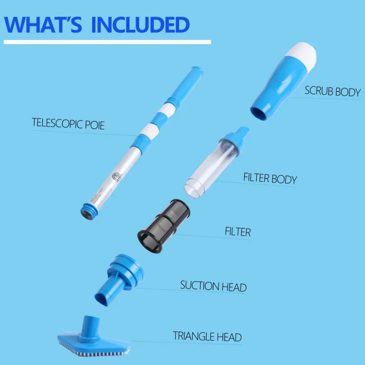NEW Pool Cleaner Vacuum Rechargeable Pool Fish Tank Swimming Handheld Cordless Spas Hot Tubs Portable
