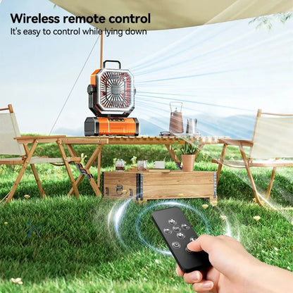 Camping Ceiling Fan 20000Mah Rechargeable Camping Circulator with Light and Remote Control Cool Air Circulation Camping Fan