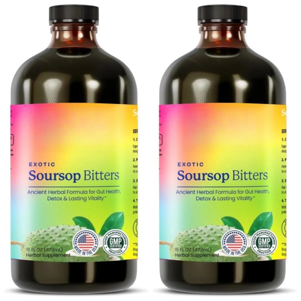 Soursop Bitters Drops Liquid Organic Herbal with Black Seed Moringa Supports Digestive Wellness Immune 473ml