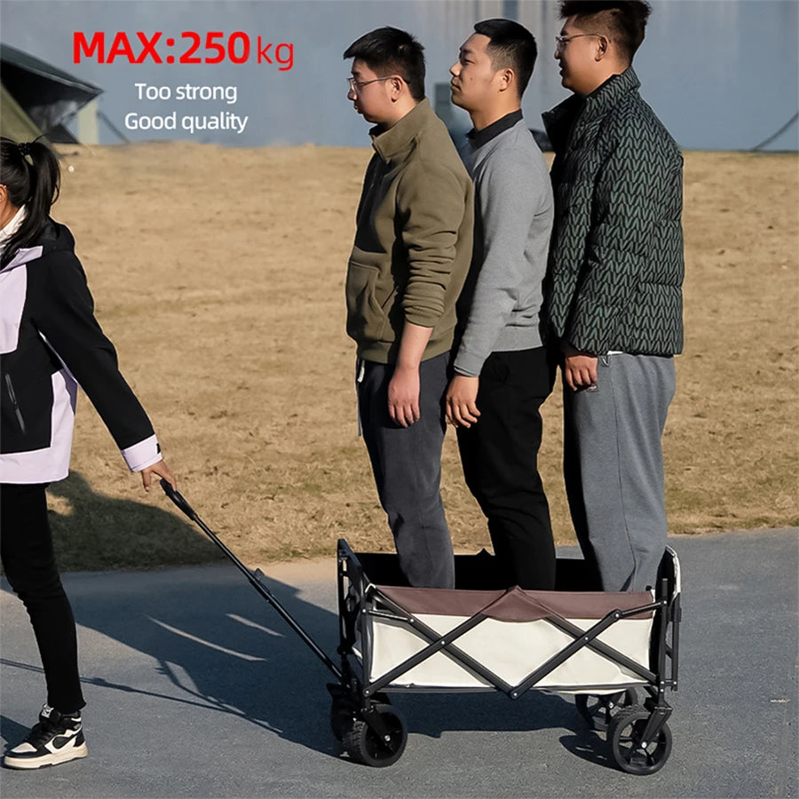 Big Tank Wheels Beach Wagon for Sand 500lbs Large Capacity Foldable Cart Garden Outdoor Picnic Collapse Shopping Trolleys Cart