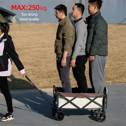 Big Tank Wheels Beach Wagon for Sand 500lbs Large Capacity Foldable Cart Garden Outdoor Picnic Collapse Shopping Trolleys Cart