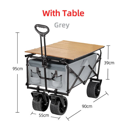 Big Tank Wheels Beach Wagon for Sand 500lbs Large Capacity Foldable Cart Garden Outdoor Picnic Collapse Shopping Trolleys Cart