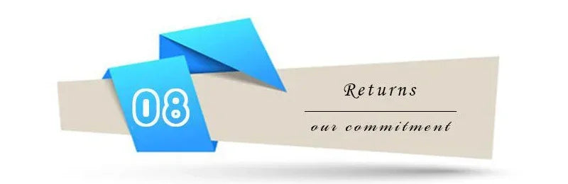 Returns our commitment graphic with blue and beige color scheme and number 08 design.