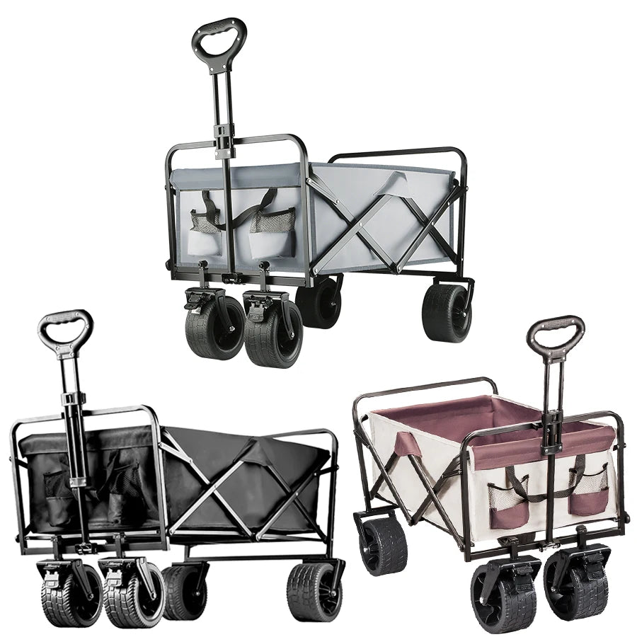 Big Tank Wheels Beach Wagon for Sand 500lbs Large Capacity Foldable Cart Garden Outdoor Picnic Collapse Shopping Trolleys Cart