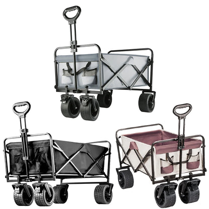 Big Tank Wheels Beach Wagon for Sand 500lbs Large Capacity Foldable Cart Garden Outdoor Picnic Collapse Shopping Trolleys Cart