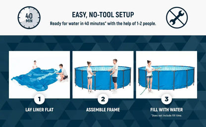 Steel Pro MAX 15’ x 48" Above Ground Pool, Round Metal Frame Outdoor Swimming Pool for Backyard, Blue, Pool ONLY