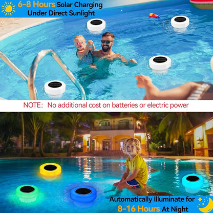 Solar Pool Floating Chlorine Dispenser Swimming Pool Chlorine Floater Bromine Tablets Dispenser with Colorful Light for Spa Tub