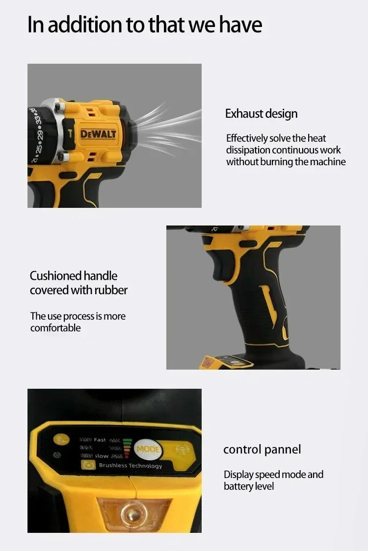 DEWALT DCD805 20V MAX Brushless Cordless Impact Drill Electric Screwdriver Multi-Function Hand Drill Tool