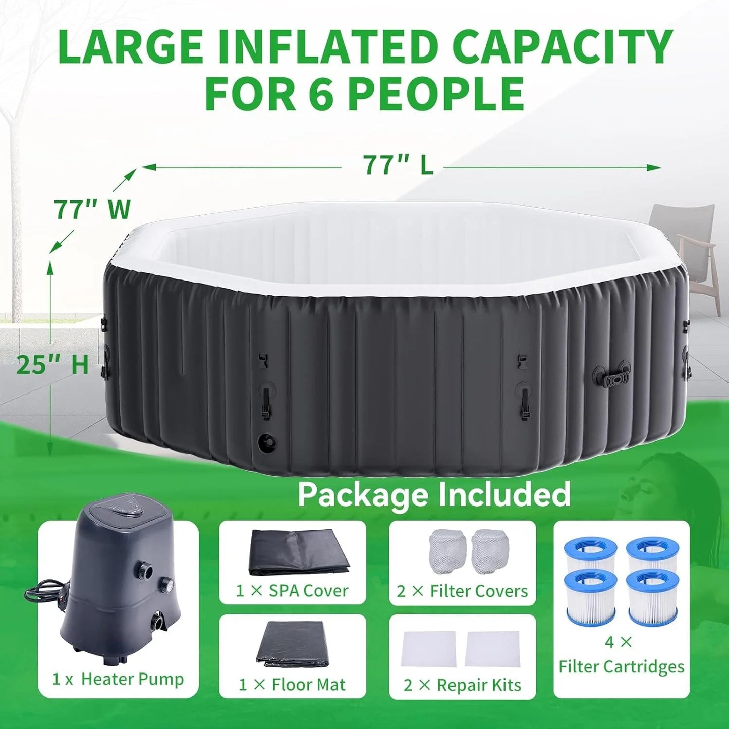 4-6 Person Polygon Inflatable Hot Tub，Customized