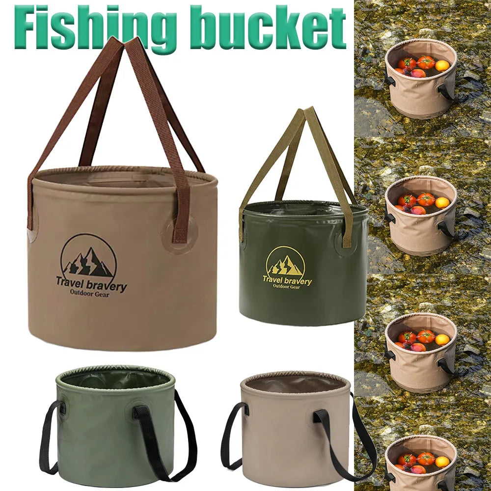 Portable Collapsible Outdoor Water Bucket, 10L/20L Foldable Portable Basin with Reinforced Handles for Camping Hiking Fishing