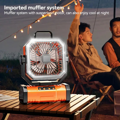 Camping Ceiling Fan 20000Mah Rechargeable Camping Circulator with Light and Remote Control Cool Air Circulation Camping Fan