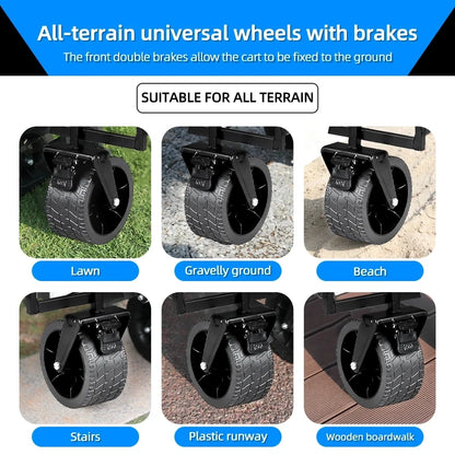 Big Tank Wheels Beach Wagon for Sand 500lbs Large Capacity Foldable Cart Garden Outdoor Picnic Collapse Shopping Trolleys Cart
