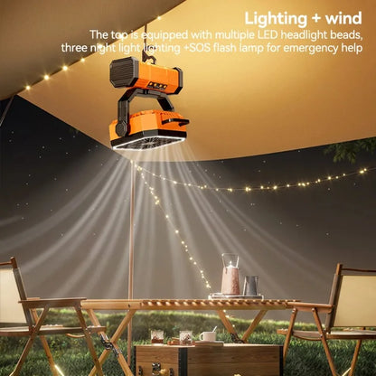 Camping Ceiling Fan 20000Mah Rechargeable Camping Circulator with Light and Remote Control Cool Air Circulation Camping Fan