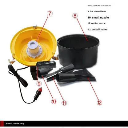 High Power Car Vacuum Cleaner Round Barrel Suction For Motorcycles Wet And Dry Strong Car Cleaner Accessories Motorcycle Equipme