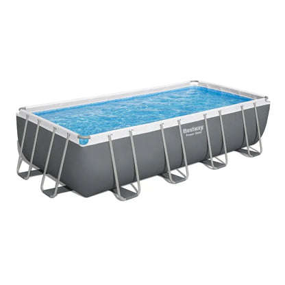 Power Steel 18 x 9 x 48 Above Ground Pool,Rectangular Metal Frame Outdoor Swimming Pool Set with Sand Filter Pump, Ladder,Custom