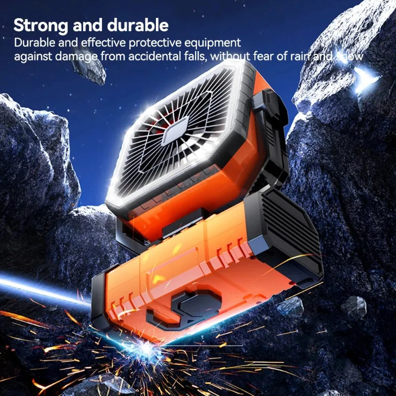 Camping Ceiling Fan 20000Mah Rechargeable Camping Circulator with Light and Remote Control Cool Air Circulation Camping Fan