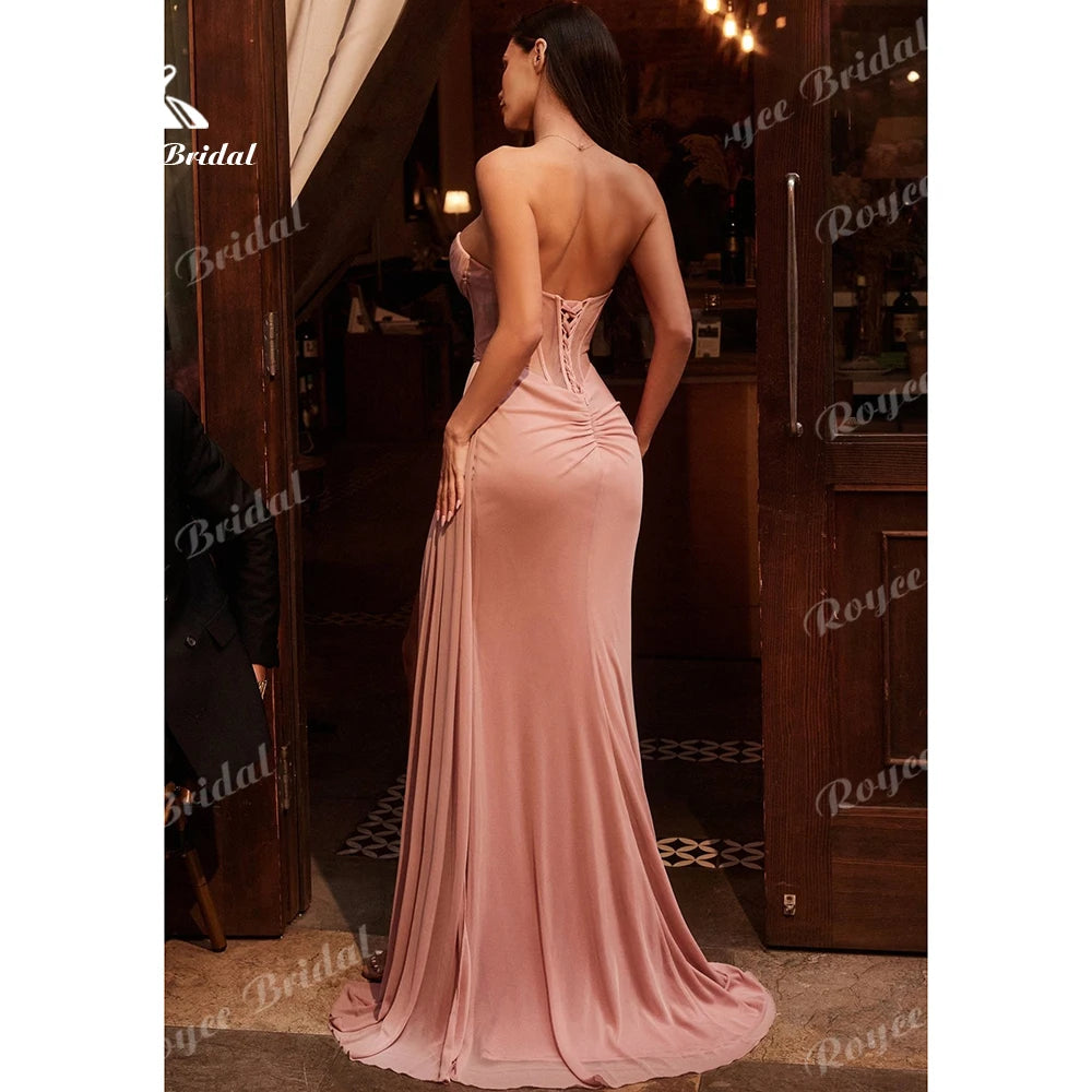 Roycebridal Sweetheart Boning Prom Dress Mermaid High Slit Evening Dress Elegant Long Formal Dress Bridesmaid Dress Customized