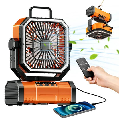 Camping Ceiling Fan 20000Mah Rechargeable Camping Circulator with Light and Remote Control Cool Air Circulation Camping Fan