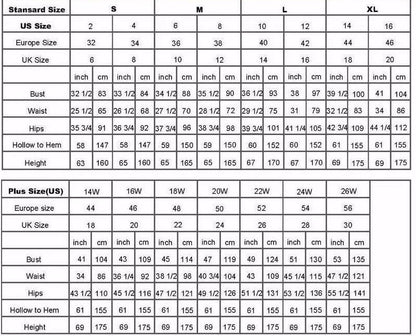 Size chart for women including standard and plus sizes in US, UK, and Europe with measurements in inches and cm.