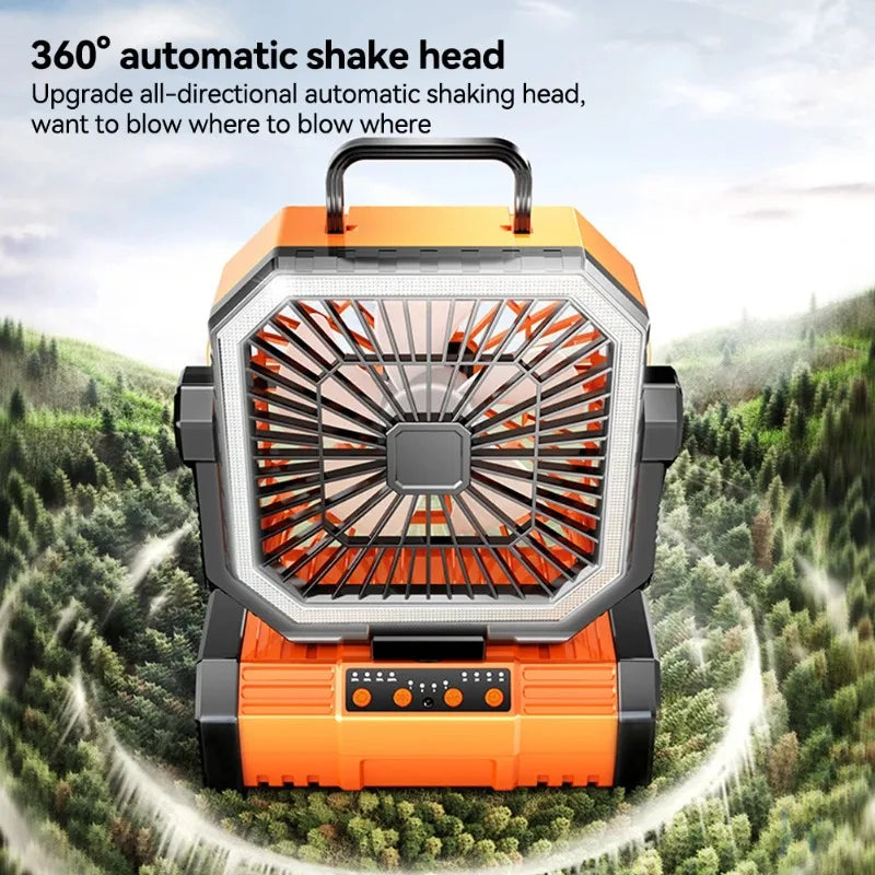 Camping Ceiling Fan 20000Mah Rechargeable Camping Circulator with Light and Remote Control Cool Air Circulation Camping Fan