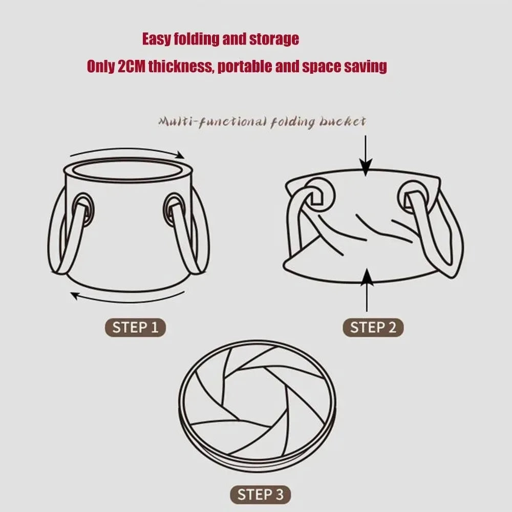 Portable Collapsible Outdoor Water Bucket, 10L/20L Foldable Portable Basin with Reinforced Handles for Camping Hiking Fishing