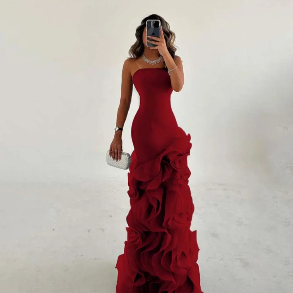 RFYR Asymmetrical Prom Gown Tiered Layers Party Dress for Women Mermaid Evening Dresses Formal Occasion Dresses Customized