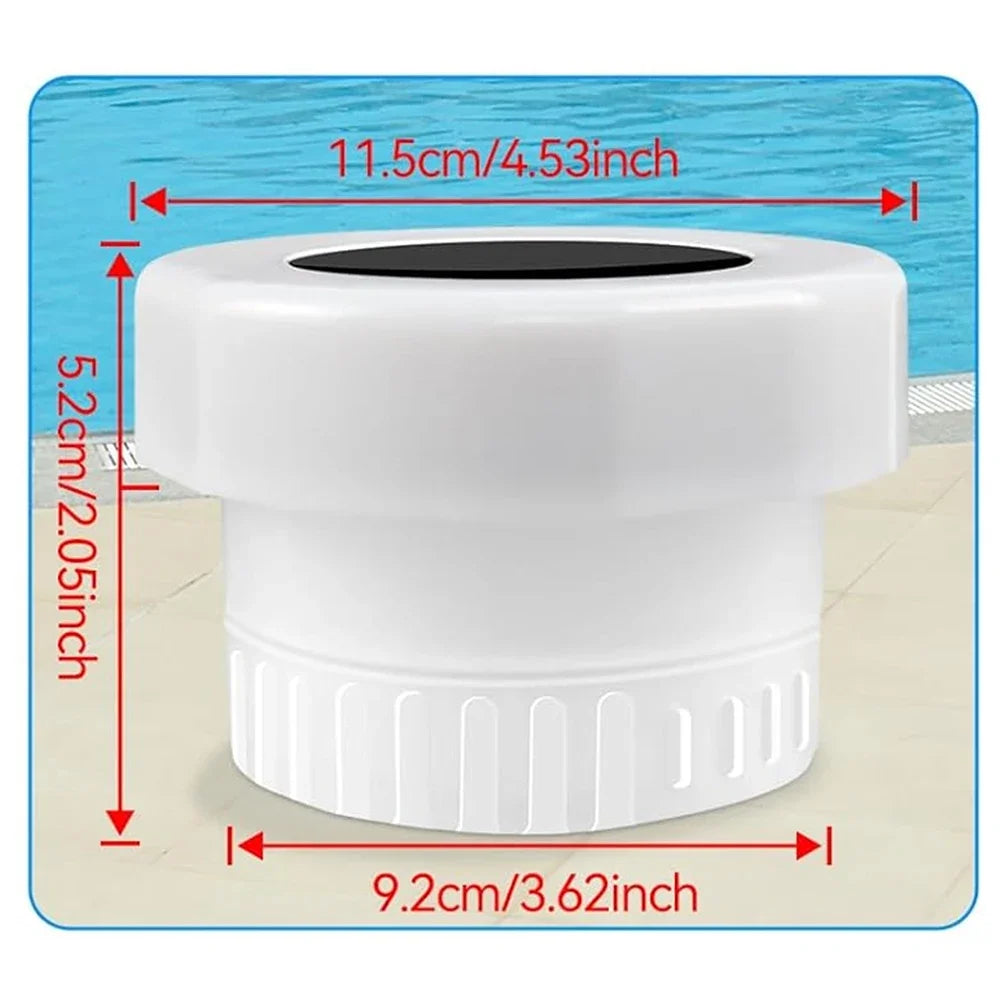 Solar Pool Floating Chlorine Dispenser Swimming Pool Chlorine Floater Bromine Tablets Dispenser with Colorful Light for Spa Tub