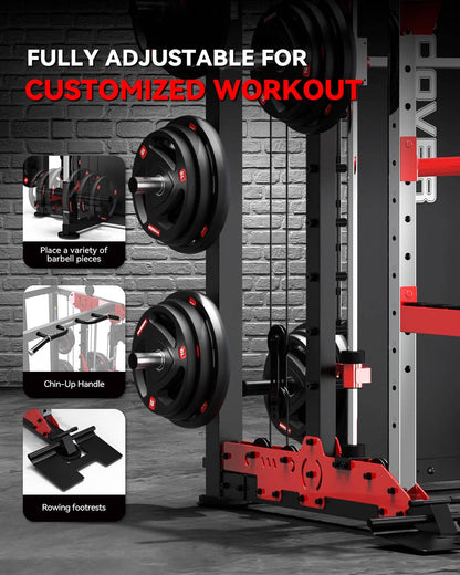 HARISON Squat Rack with Cable Crossover Machine For Home Gym