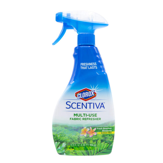 Clorox - BB0703 Scentiva Multi-Use Fabric Refresher Spray | Fabric Freshener for Closets Upholstery Curtains and Carpets | Fresh Brazilian Blossoms | 16.9 Ounces