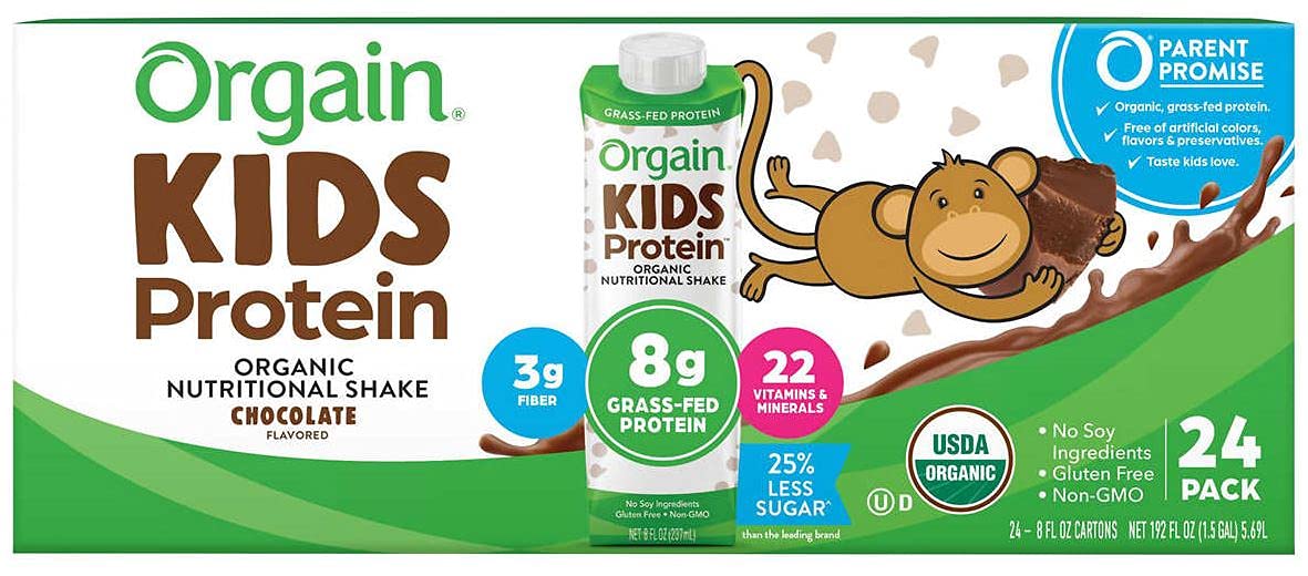 Orgain USDA Organic Kids Nutritional Protein Shake Chocolate 8 fl oz 24-pack