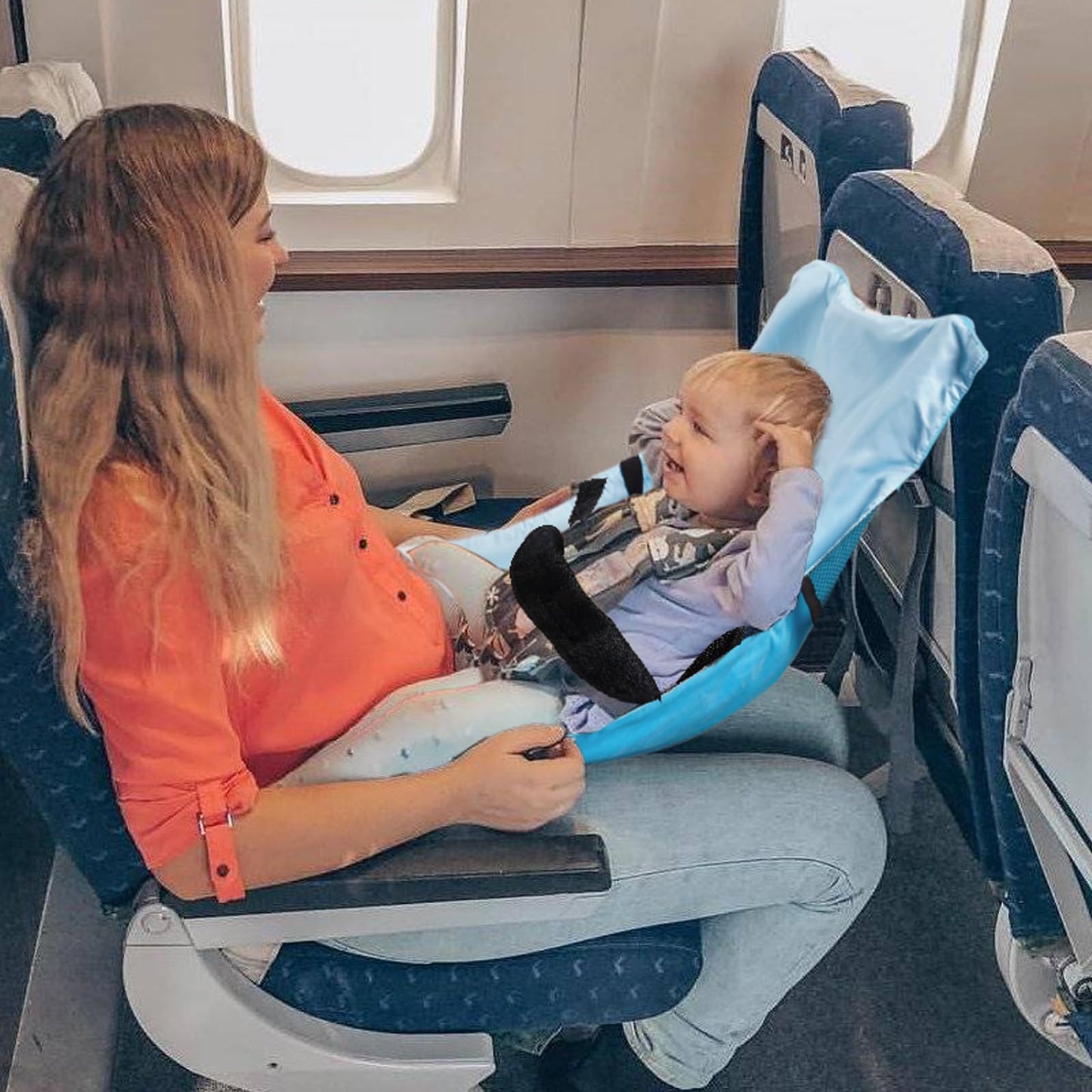 YRDKB Toddler Travel Airplane Bed - Blue Portable Kids Airplane Seat Extender Travel Bed Toddler Airplane Travel Essentials Airplane Must Have for Toddlers