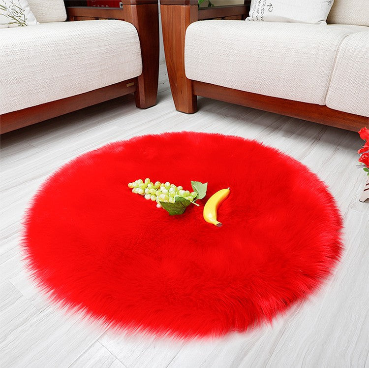 Round Faux Wool Rug for Kids Room and Living Space