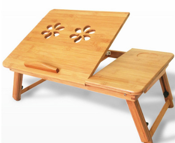 Bamboo Laptop Desk with Cooling Stand and Adjustable Height