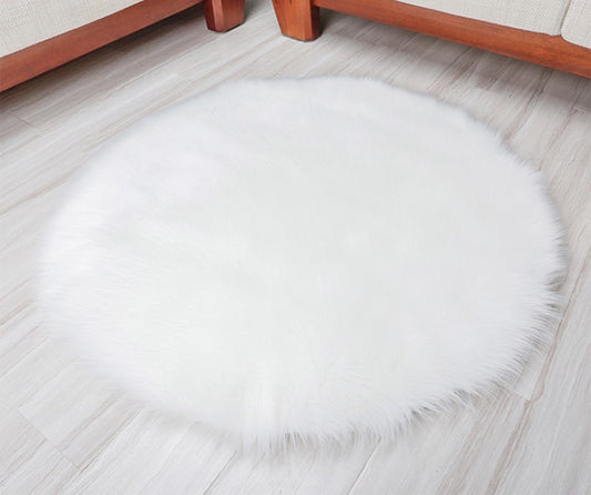 Round Faux Wool Rug for Kids Room and Living Space