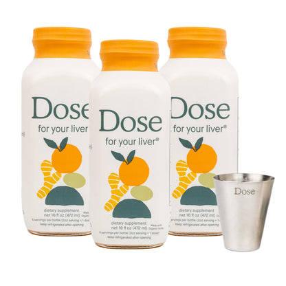 DOSE for Your Liver Cleanse Detox & Repair Organic Milk Thistle Supplement with Turmeric Dandelion Ginger and Orange Promotes Optimal Liver Function16oz Bottle 3 Pack (3 Weeks Supply)