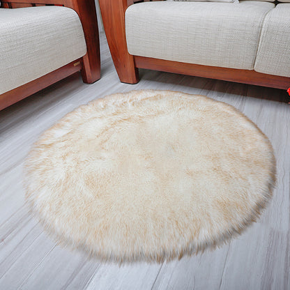 Round Faux Wool Rug for Kids Room and Living Space