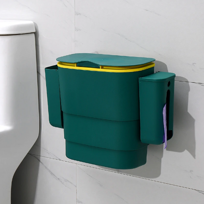 Retractable Wall-Mounted Trash Can with Lid