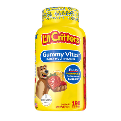 Lil Critters Gummy Vites Daily Kids Gummy Multivitamins Assorted Fruit Flavors for Ages 2+ Toddlers & Kids Gummy Vitamin with Vitamin C and D 95-190 Day Supply 190 Gummies
