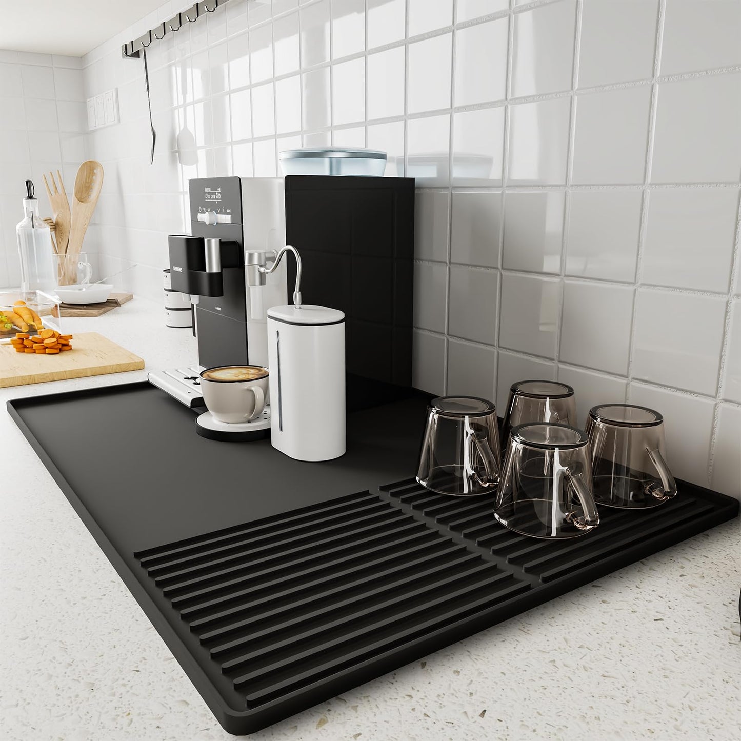 Silicone Coffee Bar Mat - 24 x 16 Black Coffee Mat